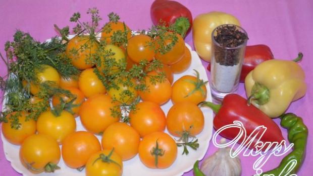 Recepty na žlté paradajky na zimu Zblízka žltých paradajok